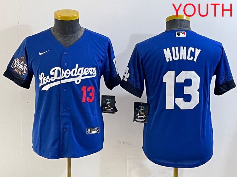 Youth Los Angeles Dodgers #13 Muncy Blue City Edition 2025 Nike MLB Jersey style 3->youth mlb jersey->Youth Jersey